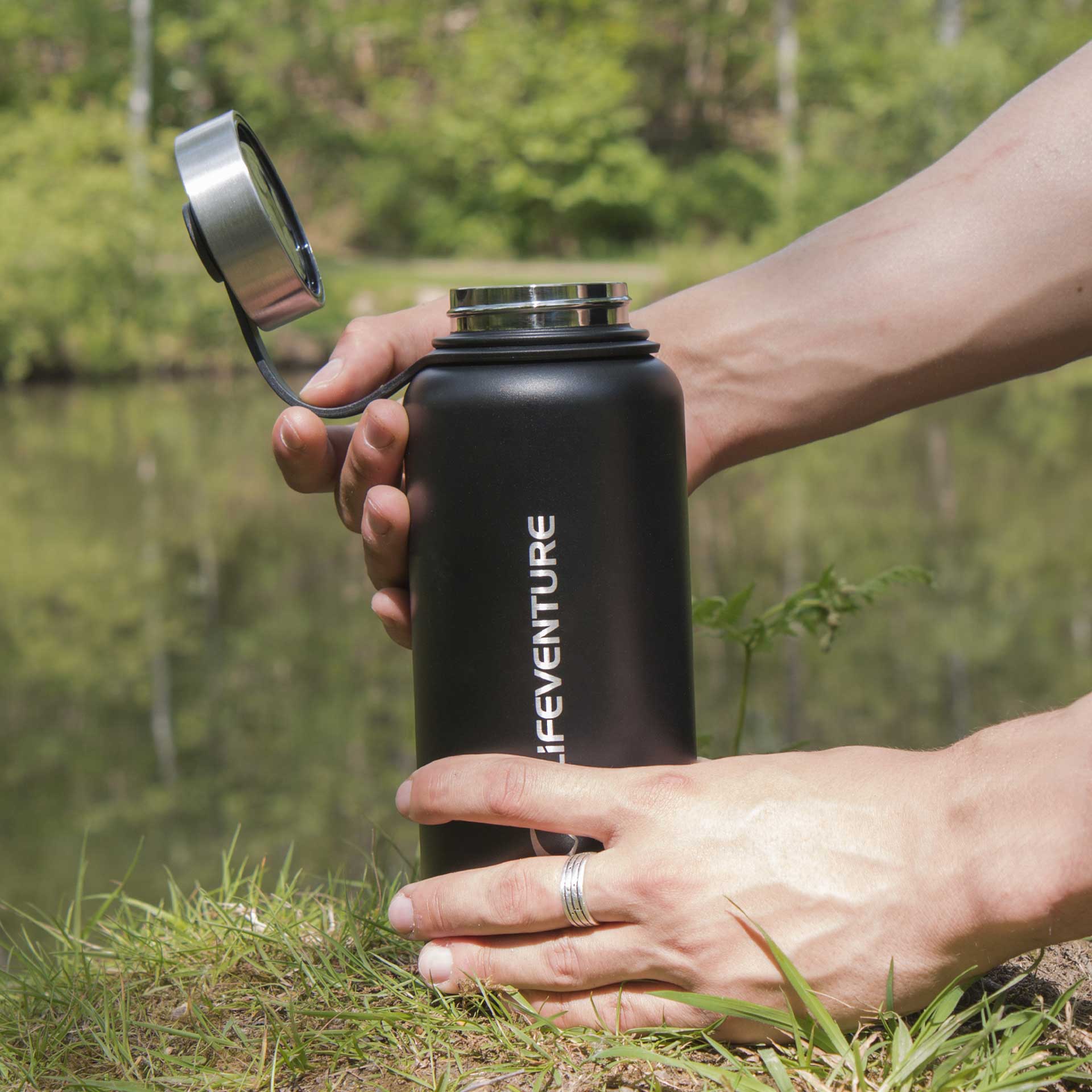 Stainless Steel Flask 1000ml - variant[Matt Black]